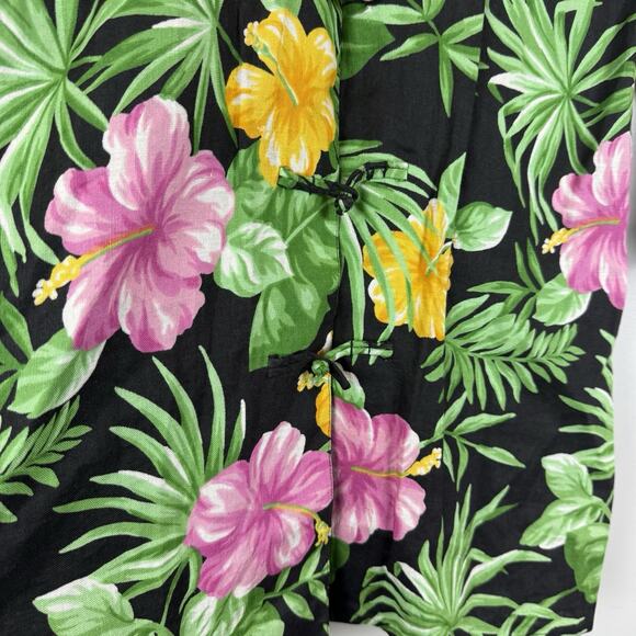 Ralph Lauren LRL Linen Tunic Top S Green Floral Printed Mandarin Collar Retro - Picture 6 of 8